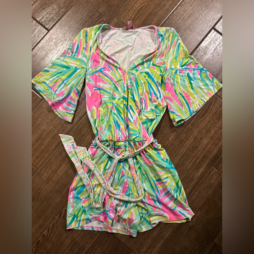 Lilly Pulitzer Vibrant Pink and Green Romper
